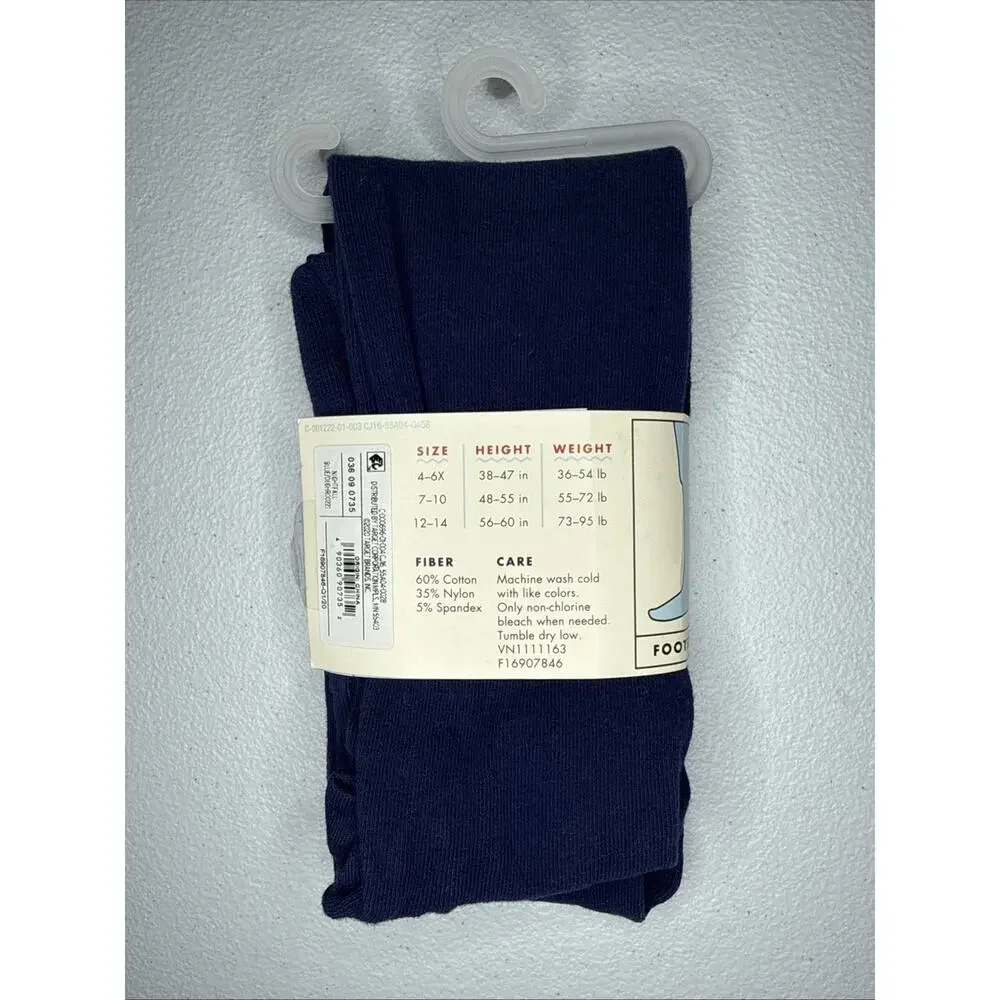 Cat & Jack Girls' Cotton Footed Tights size 4-6X Nightfall Blue